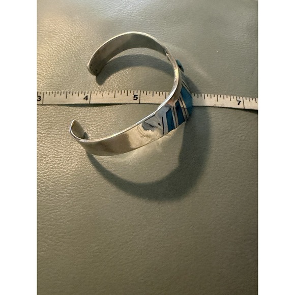 Vintage Taxco Sterling Silver 925 turquoise Cuff Bracelet - Picture 5 of 9